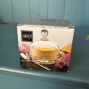 Vintage 1990's Mikasa Salina Lead Crystal Dome Covered Butter Condiment Jam